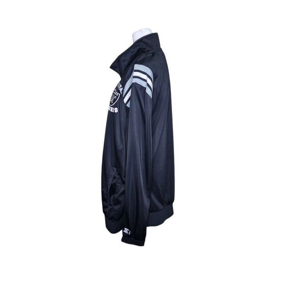 Starter Las Vegas Raiders Zip Up Sports Track Jacket Football Men Size XXL Black - Picture 7 of 12